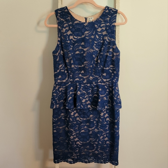 Cache Dresses & Skirts - Cache size 10 blue lace overlay sleeveless mother of the bride dress